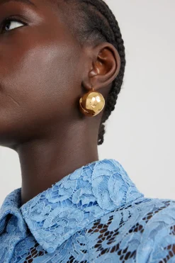 Boucles d'oreilles boules martelées en laiton doré