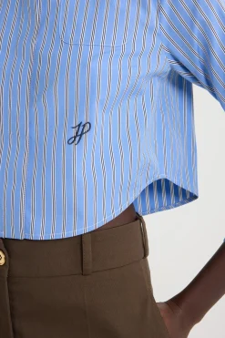 Chemise courte en popeline de coton bio imprimée